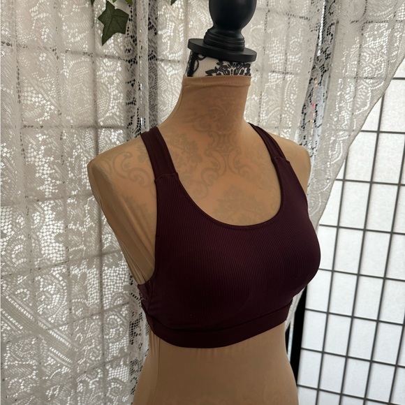 Athleta Ribbed Racerback Crisscross Sports Bra Size XS Cocoa Brown - Picture 13 of 14
